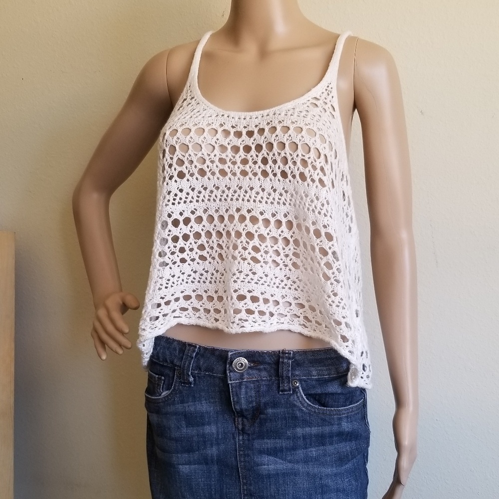 Hollister Crochet Hi Lo Crop Tank Top